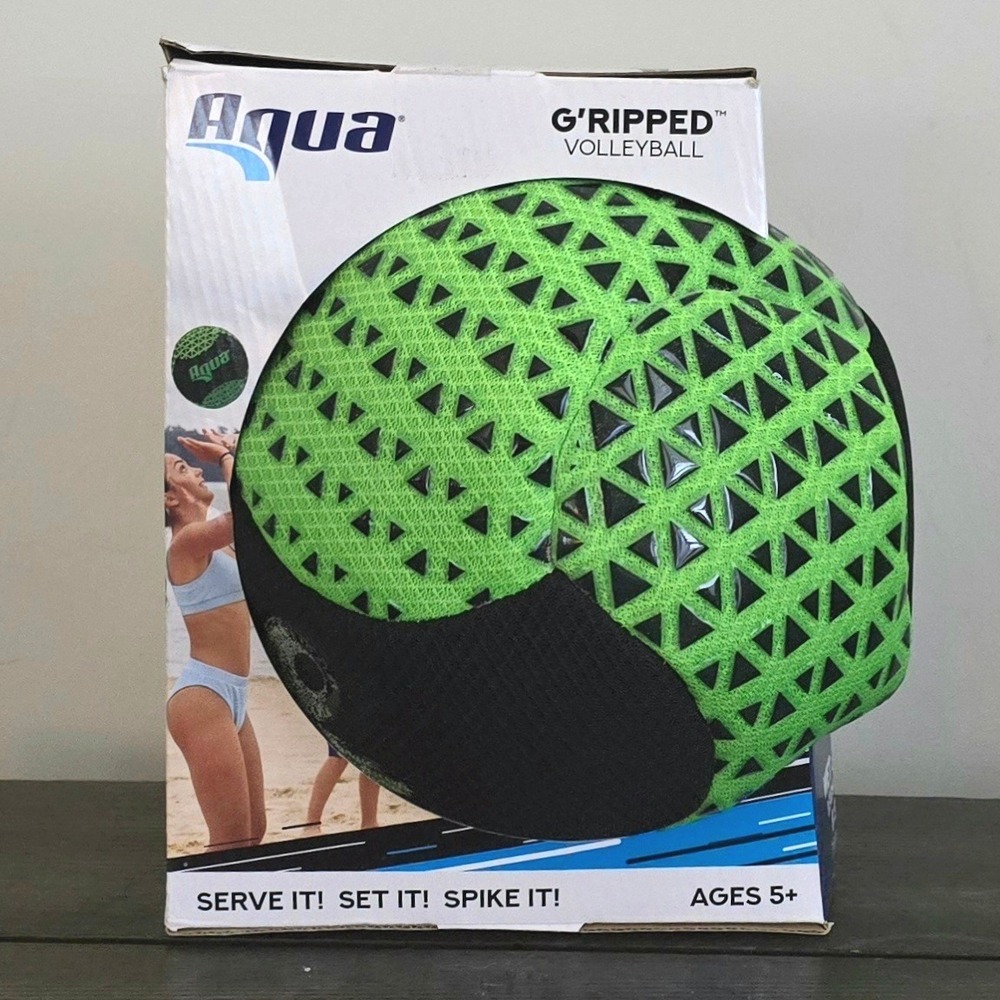 Aqua G'Ripped Volleyball Green Black Wet or‎ Dry Pool Beach 8.5 Inch 20024GLBG